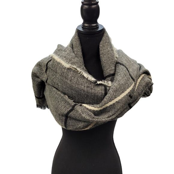 Mixit Oblong Scarf Woman One Size Color Black Windowpane - Picture 2 of 7